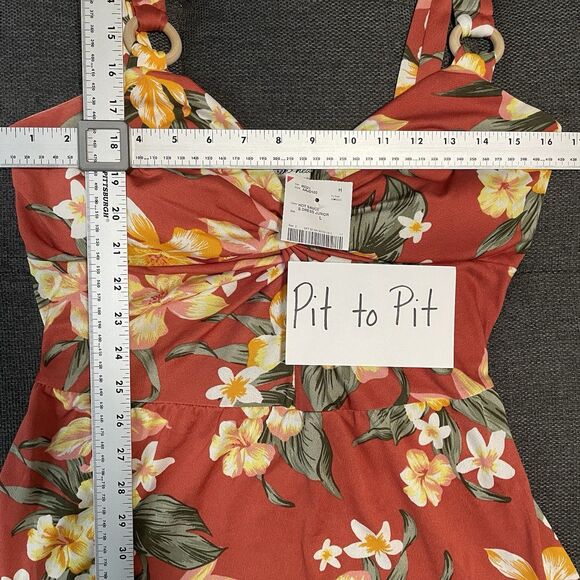 NEW Derek Heart Sleeveless Maxi Dress Coral Tropical Floral Boho Stretch‎ Large - Picture 5 of 10